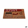 Felpudo Stop Negro Rojo Natural Fibra de coco 40 x 1,5 x 60 cm (12 Unidades)