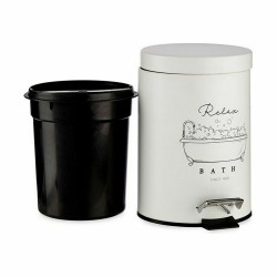 Papelera con Pedal Relax Bath Blanco Negro Acero Plástico 3 L (6 Unidades)