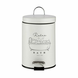 Papelera con Pedal Relax Bath Blanco Negro Acero Plástico 3 L (6 Unidades)