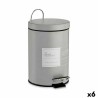 Papelera con Pedal Beauty Products Blanco Gris Acero Plástico 3 L (6 Unidades)