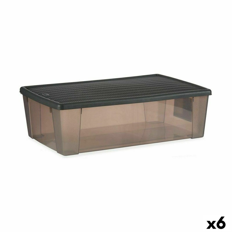 Caja de Almacenaje con Tapa Stefanplast Elegance Gris Plástico 30 L 38,5 x 17 x 59,5 cm (6 Unidades)