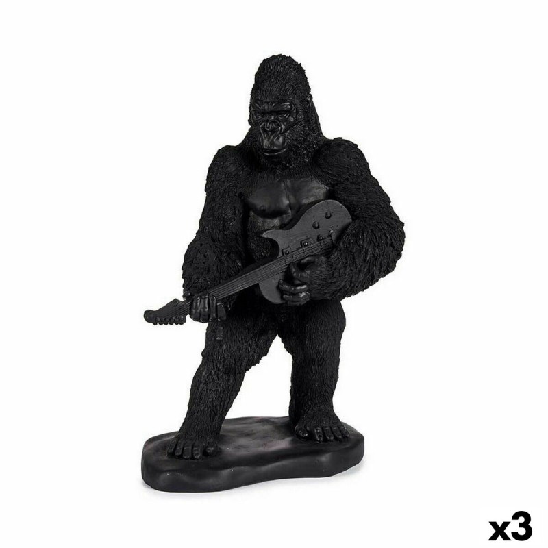 Figura Decorativa Gorila Guitarra Negro 17,5 x 38 x 27 cm (3 Unidades)