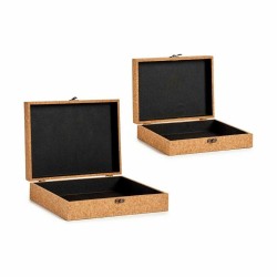 Juego de Cajas Decorativas Marrón Corcho Madera MDF (6 Unidades)