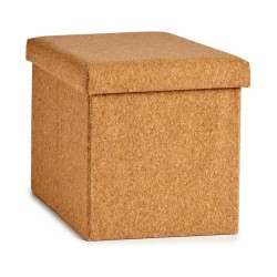 Caja Decorativa Plegable Marrón Corcho Madera MDF 31 x 31 x 31 cm (4 Unidades)