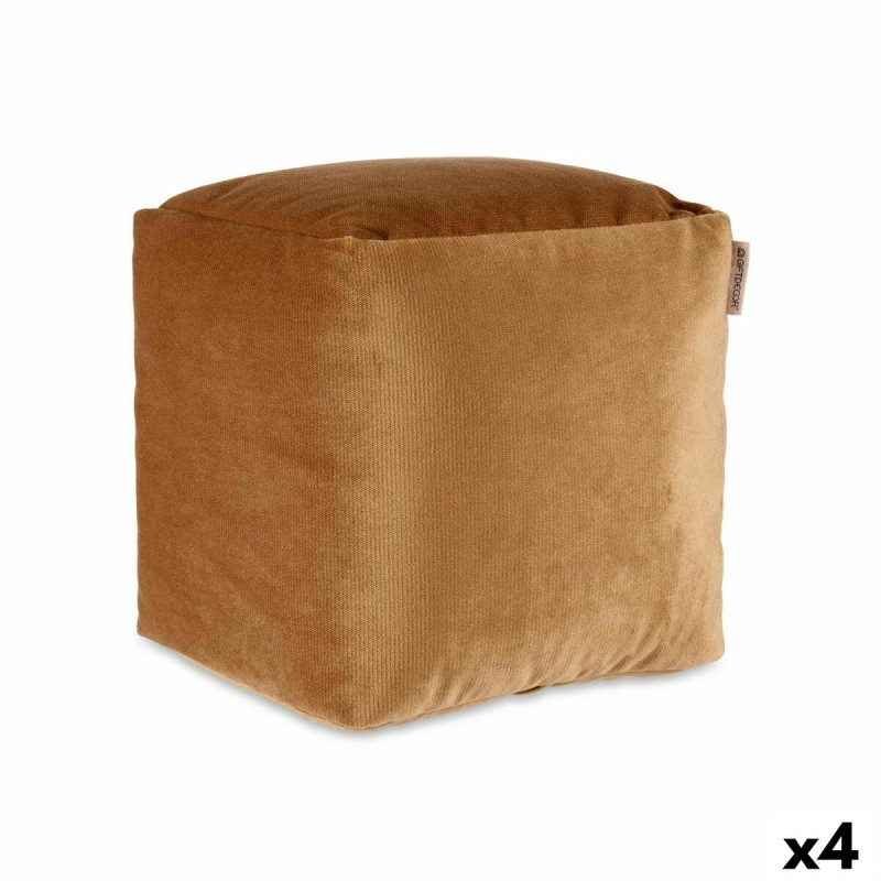 Puff Terciopelo Beige 30 x 30 x 30 cm (4 Unidades)