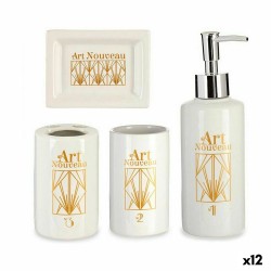 Set de Baño Blanco Dorado Cerámica (12 Unidades)