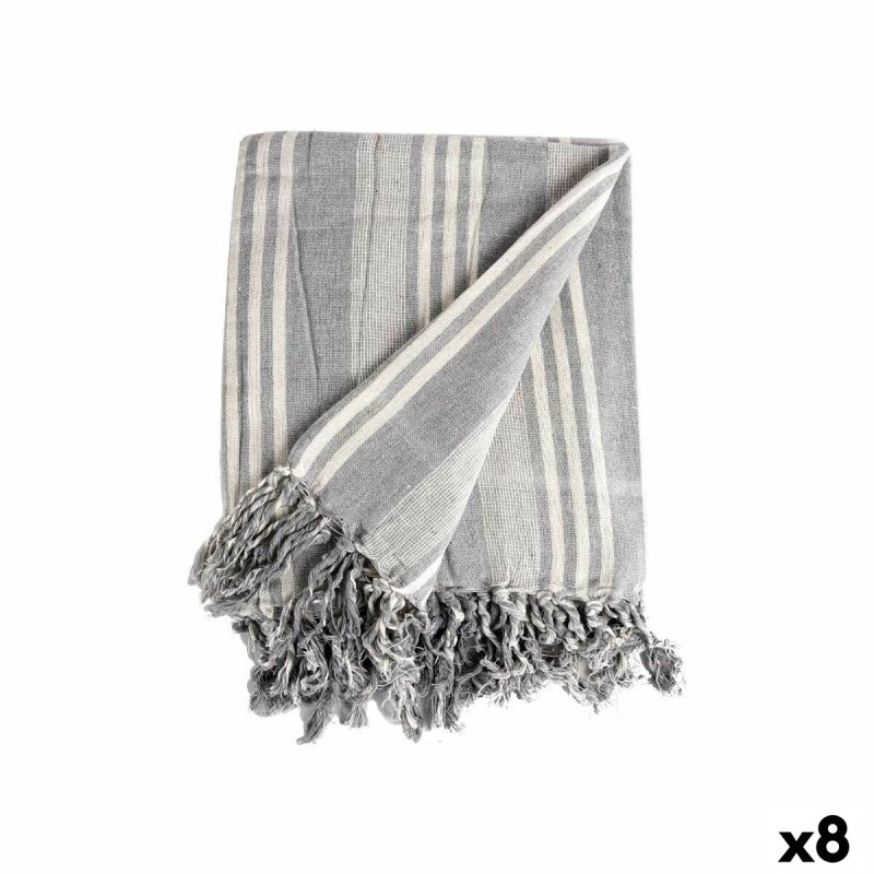 Foulard Multiusos Rayas 235 x 205 cm Blanco Gris (8 Unidades)