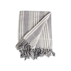 Foulard Multiusos Rayas 235 x 205 cm Blanco Gris (8 Unidades)