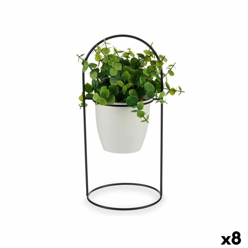 Planta Decorativa Hojas Redonda Metal Plástico 21 x 30 x 21 cm (8 Unidades)