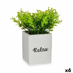 Planta Decorativa Hojas Pequeña Plástico Cemento 13 x 18 x 13 cm (6 Unidades)