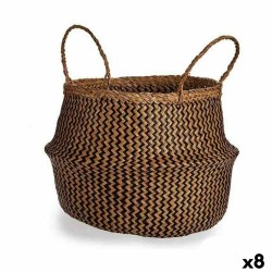 Cesta Decorativa Marrón Negro Junco 8 L 36 x 30 x 36 cm (8 Unidades)