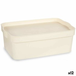 Caja de Almacenaje con Tapa Crema Plástico 6 L 21,5 x 11 x 31,5 cm (12 Unidades)