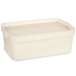 Caja de Almacenaje con Tapa Crema Plástico 6 L 21,5 x 11 x 31,5 cm (12 Unidades)