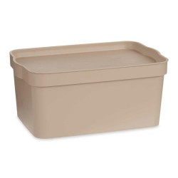 Caja de Almacenaje con Tapa Beige Plástico 7,5 L 21,5 x 14,5 x 32 cm (12 Unidades)