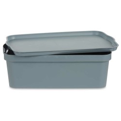 Caja de Almacenaje con Tapa Gris Plástico 14 L 29,5 x 14,3 x 45 cm (12 Unidades)