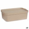 Caja de Almacenaje con Tapa Beige Plástico 14 L 29,5 x 14,5 x 45 cm (12 Unidades)