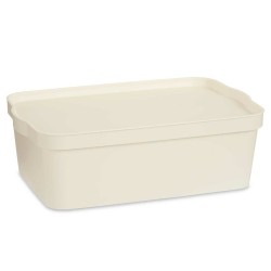 Caja de Almacenaje con Tapa Crema Plástico 14 L 29,5 x 14,3 x 45 cm (12 Unidades)