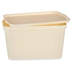 Caja de Almacenaje con Tapa Crema Plástico 24 L 29,3 x 24,5 x 45 cm (6 Unidades)