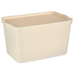 Caja de Almacenaje con Tapa Crema Plástico 24 L 29,3 x 24,5 x 45 cm (6 Unidades)