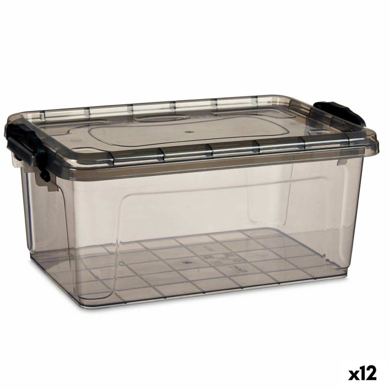 Caja de Almacenaje con Tapa Antracita Plástico 8,5 L 24 x 16 x 37 cm (12 Unidades)