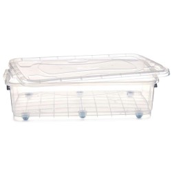 Caja de Almacenamiento con Ruedas Transparente Plástico 40 L 46,5 x 20 x 72,2 cm (6 Unidades)