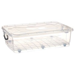 Caja de Almacenamiento con Ruedas Transparente Plástico 40 L 46,5 x 20 x 72,2 cm (6 Unidades)