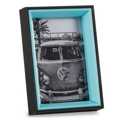 Marco de Fotos 3 x 17 x 12 cm Cristal Negro Azul Madera MDF (6 Unidades)