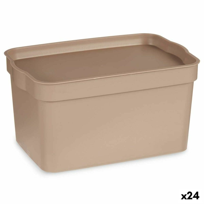 Caja de Almacenaje con Tapa Beige Plástico 2,3 L 13,5 x 11 x 20 cm (24 Unidades)