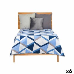 Colcha Reversible 180 x 260 cm Azul Blanco (6 Unidades)