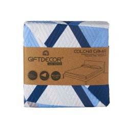 Colcha Reversible 180 x 260 cm Azul Blanco (6 Unidades)