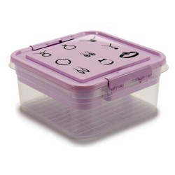 Caja-Joyero Morado Transparente Plástico 24,5 x 11,5 x 26 cm (12 Unidades)