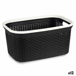 Cesto para la Ropa Blanco Negro Plástico 36 L 36 x 25,5 x 53 cm (12 Unidades)