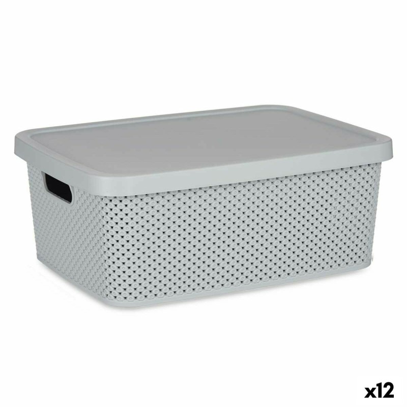 Caja de Almacenaje con Tapa Gris Plástico 13 L 28 x 15 x 39 cm (12 Unidades)