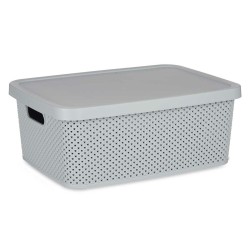 Caja de Almacenaje con Tapa Gris Plástico 13 L 28 x 15 x 39 cm (12 Unidades)