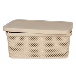 Caja de Almacenaje con Tapa Beige Plástico 13 L 28 x 15 x 39 cm (12 Unidades)