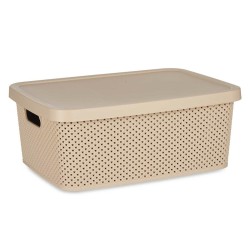 Caja de Almacenaje con Tapa Beige Plástico 13 L 28 x 15 x 39 cm (12 Unidades)