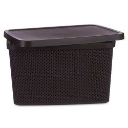 Caja de Almacenaje con Tapa Marrón Plástico 19 L 28 x 22 x 39 cm (12 Unidades)