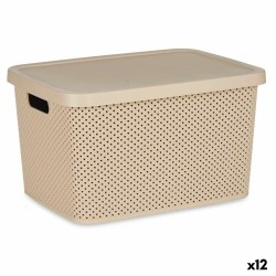 Caja de Almacenaje con Tapa Beige Plástico 19 L 28 x 22 x 39 cm (12 Unidades)