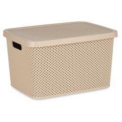 Caja de Almacenaje con Tapa Beige Plástico 19 L 28 x 22 x 39 cm (12 Unidades)