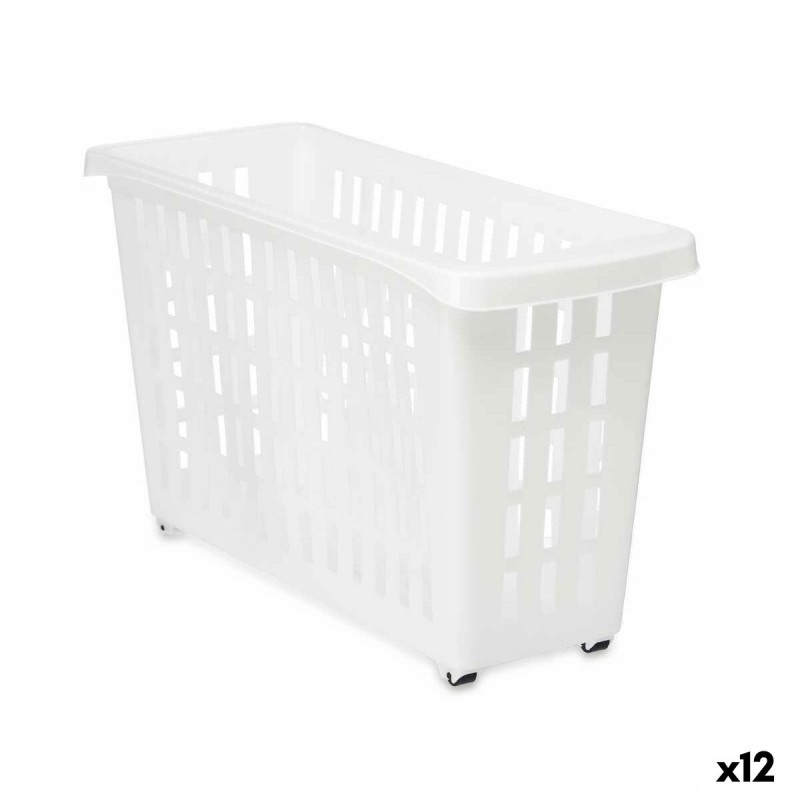 Cesta Multiusos Con ruedas Blanco Plástico 17,5 x 26 x 46 cm (12 Unidades)