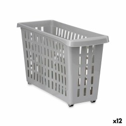 Cesta Multiusos Con ruedas Gris Plástico 17,5 x 26 x 46 cm (12 Unidades)