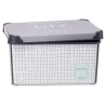 Caja de Almacenaje con Tapa Home Cuadriculado Gris Plástico 10 L 23,5 x 16,5 x 35 cm (12 Unidades)