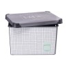 Caja de Almacenaje con Tapa Home Cuadriculado 22 L Gris Plástico 29 x 23,5 x 39 cm (12 Unidades)