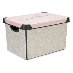 Caja de Almacenaje con Tapa Vibes Flechas Rosa Plástico 17 L 28 x 22 x 37 cm (12 Unidades)