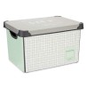 Caja de Almacenaje con Tapa Home Cuadriculado Gris Plástico 17 L 28 x 22 x 37 cm (12 Unidades)