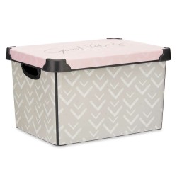 Caja de Almacenaje con Tapa Vibes Flechas 22 L Rosa Plástico 30 x 23,5 x 40 cm (12 Unidades)