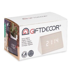 Reloj Digital de Sobremesa Blanco PVC Madera MDF 11,7 x 7,5 x 8 cm (12 Unidades)