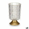 Farol LED Transparente Dorado Vidrio 10,7 x 18 x 10,7 cm (6 Unidades)