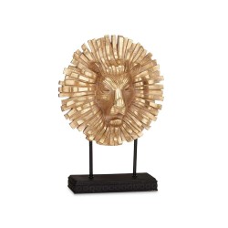 Figura Decorativa León Negro Dorado 28 x 38,5 x 11,5 cm (4 Unidades)