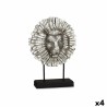 Figura Decorativa León Plateado 28 x 38,5 x 11,5 cm (4 Unidades)